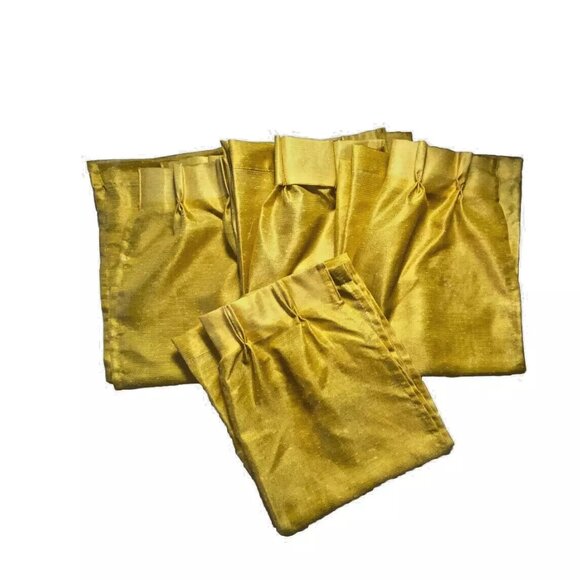 Set 4 Vintage 1960s Curtains Panels Yellow Sheer Pinch Pleat Drapes 82 in Long - Picture 1 of 7